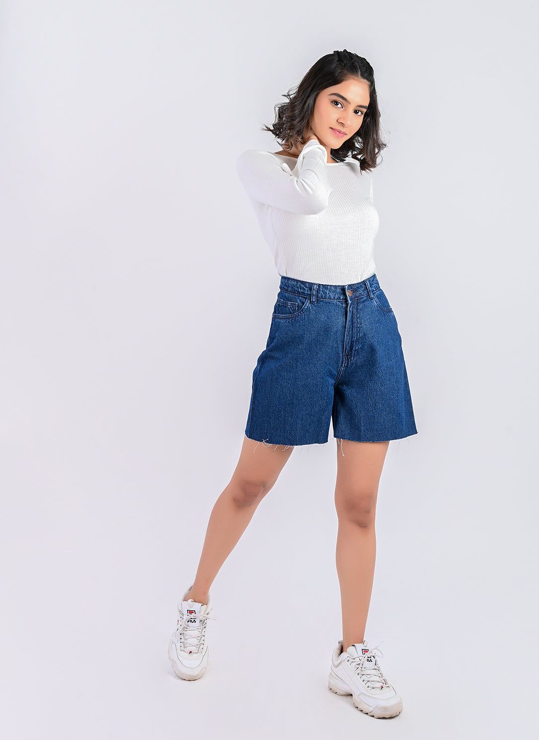 Mid Blue Denim Bermuda Shorts