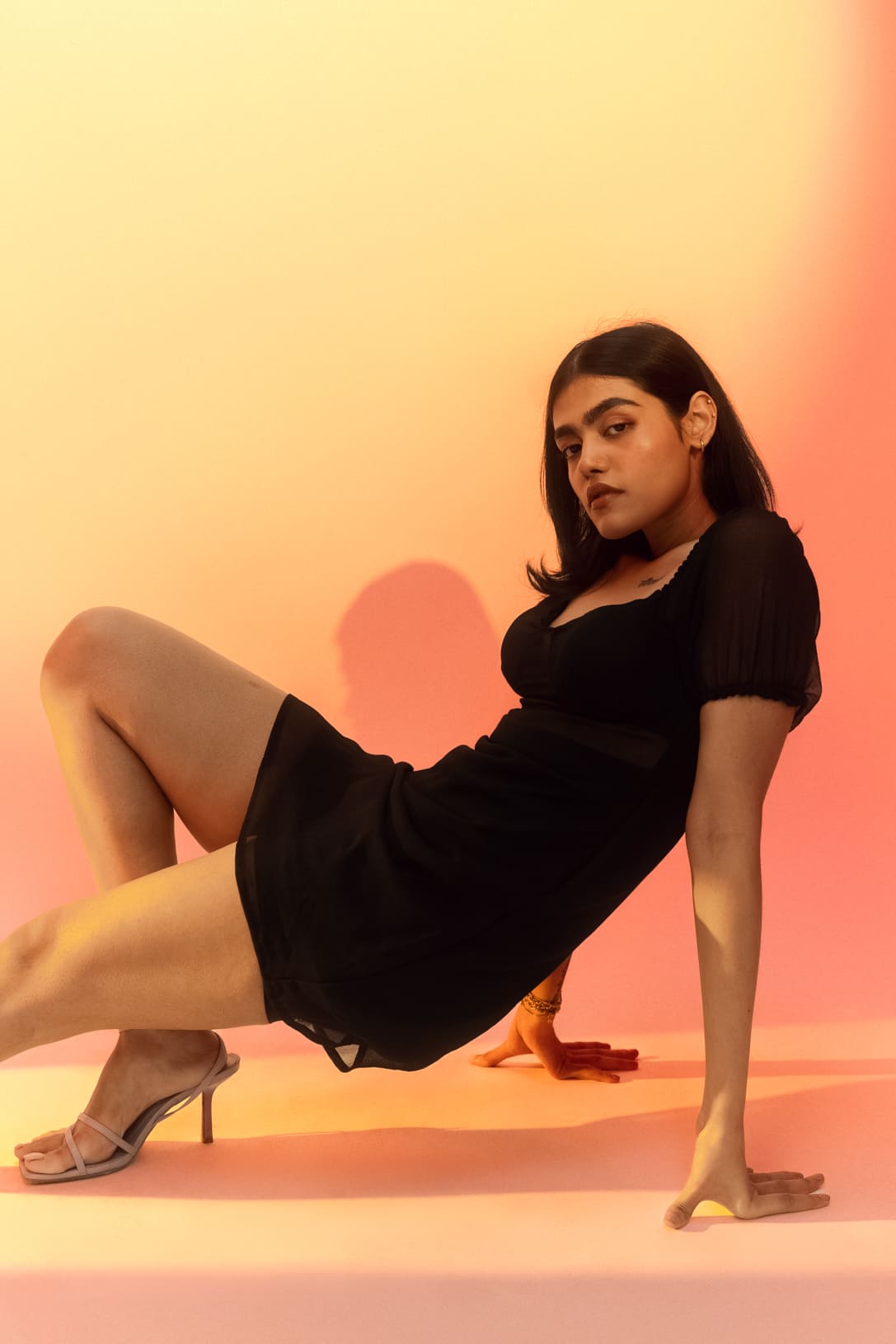 Black Ashley Solid Mini Dress