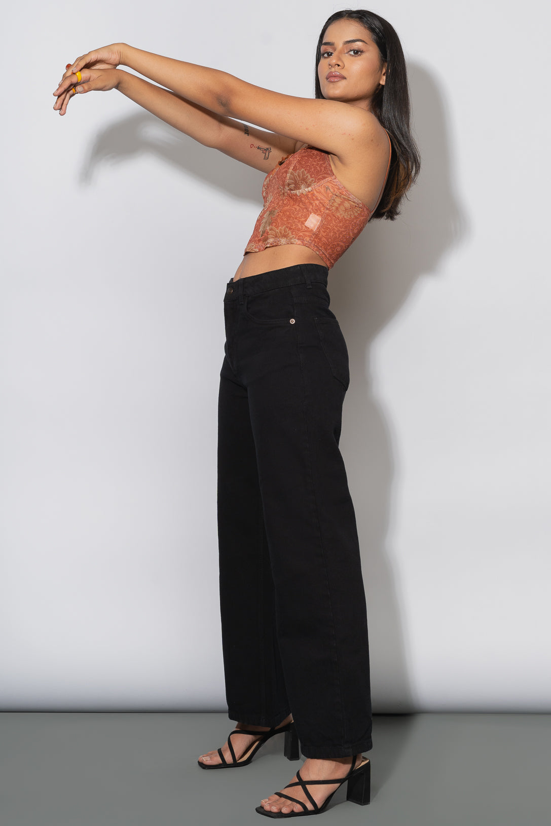 Jet Black Women's Wide Jeans