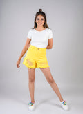 Yellow High Waist Distressed Shorts
