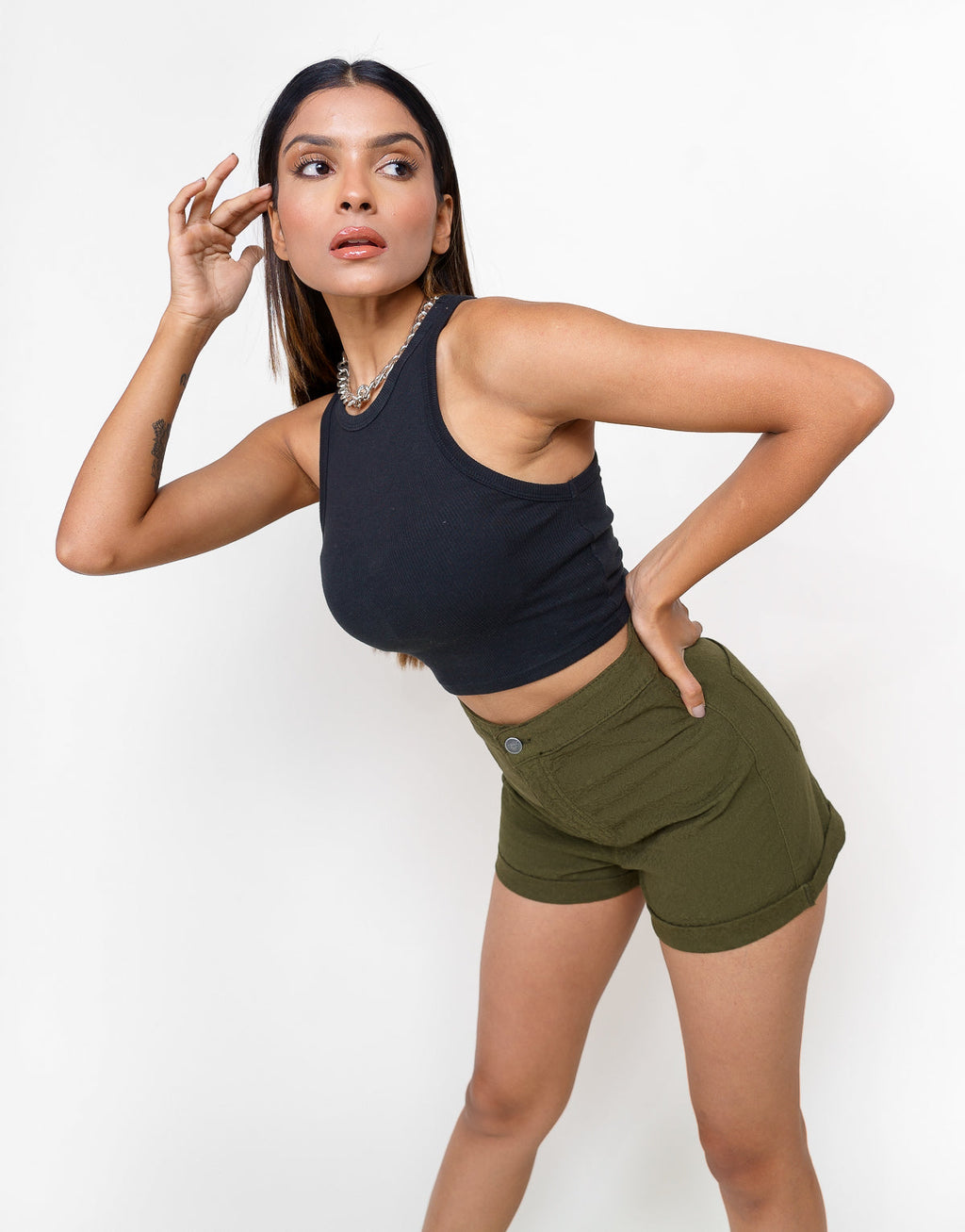 Olive Textured Shorts