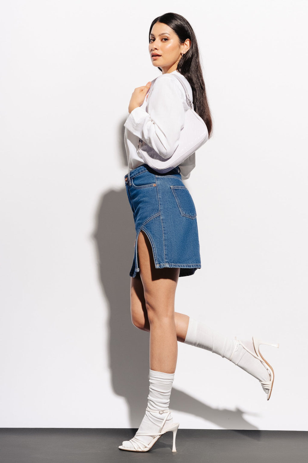 Denim Cutout Mini Skirt