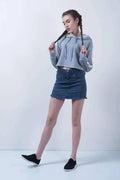 Blue Denim High Rise Skirt