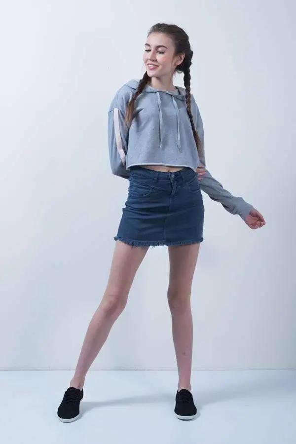 Blue Denim High Rise Skirt