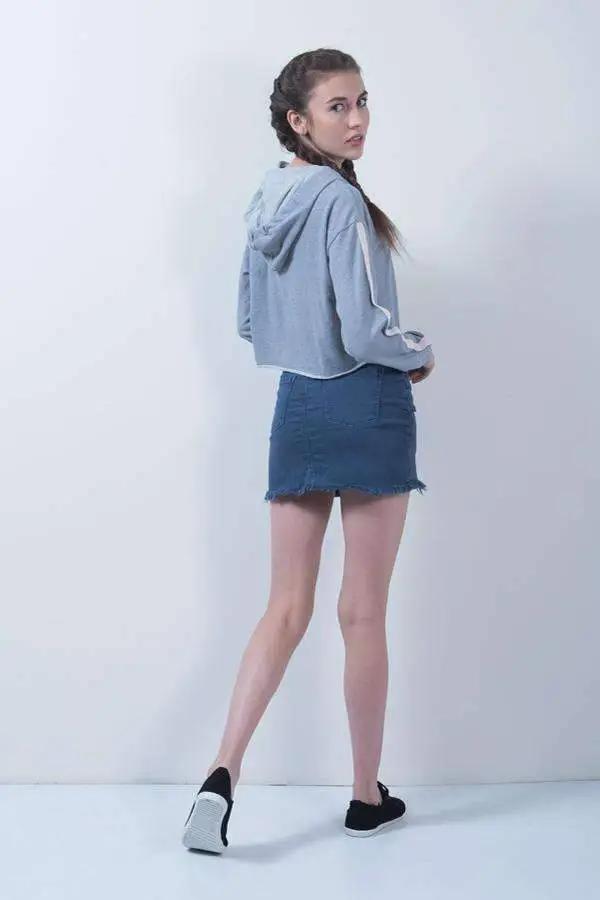 Blue Denim High Rise Skirt