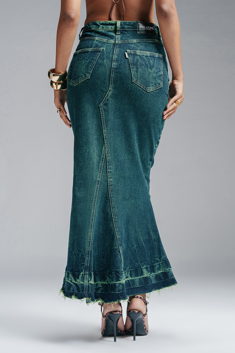 Emerald Burst Denim Mermaid Skirt