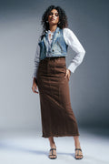 Cinnamon Swirl Denim Carpenter Skirt