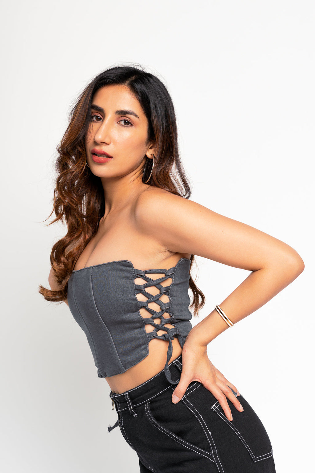 Pitch Grey Bustier Top