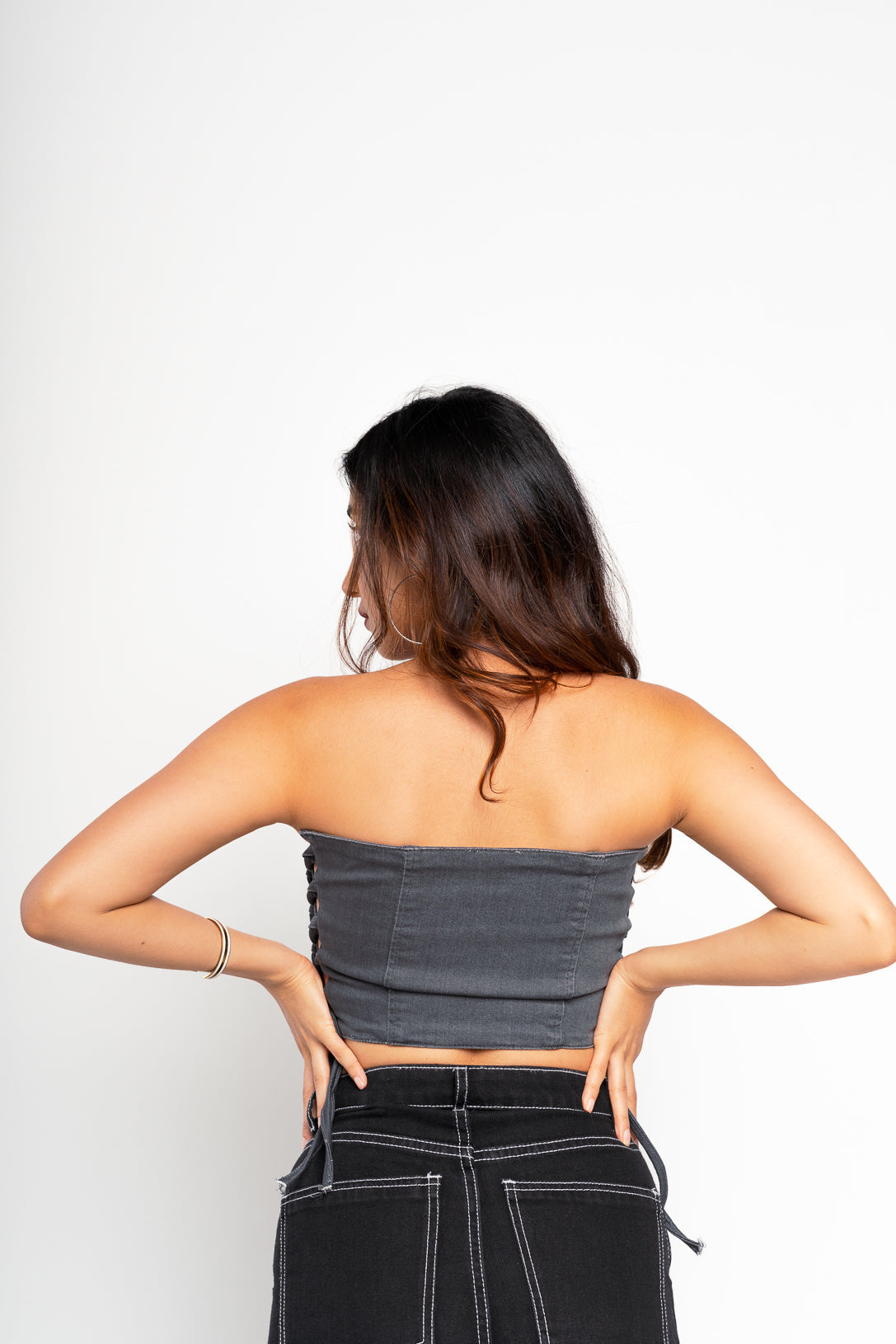 Pitch Grey Bustier Top