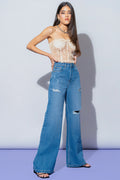 Mid Blue Women's Super Wide Jeans