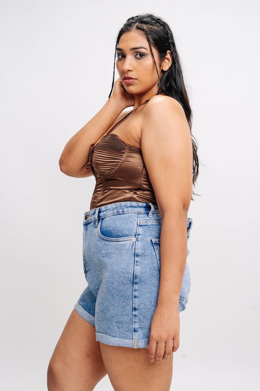 Denim Embellished Noah Indigo Shorts