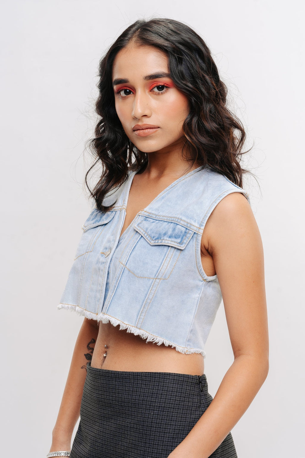 Denim Cropped Vest