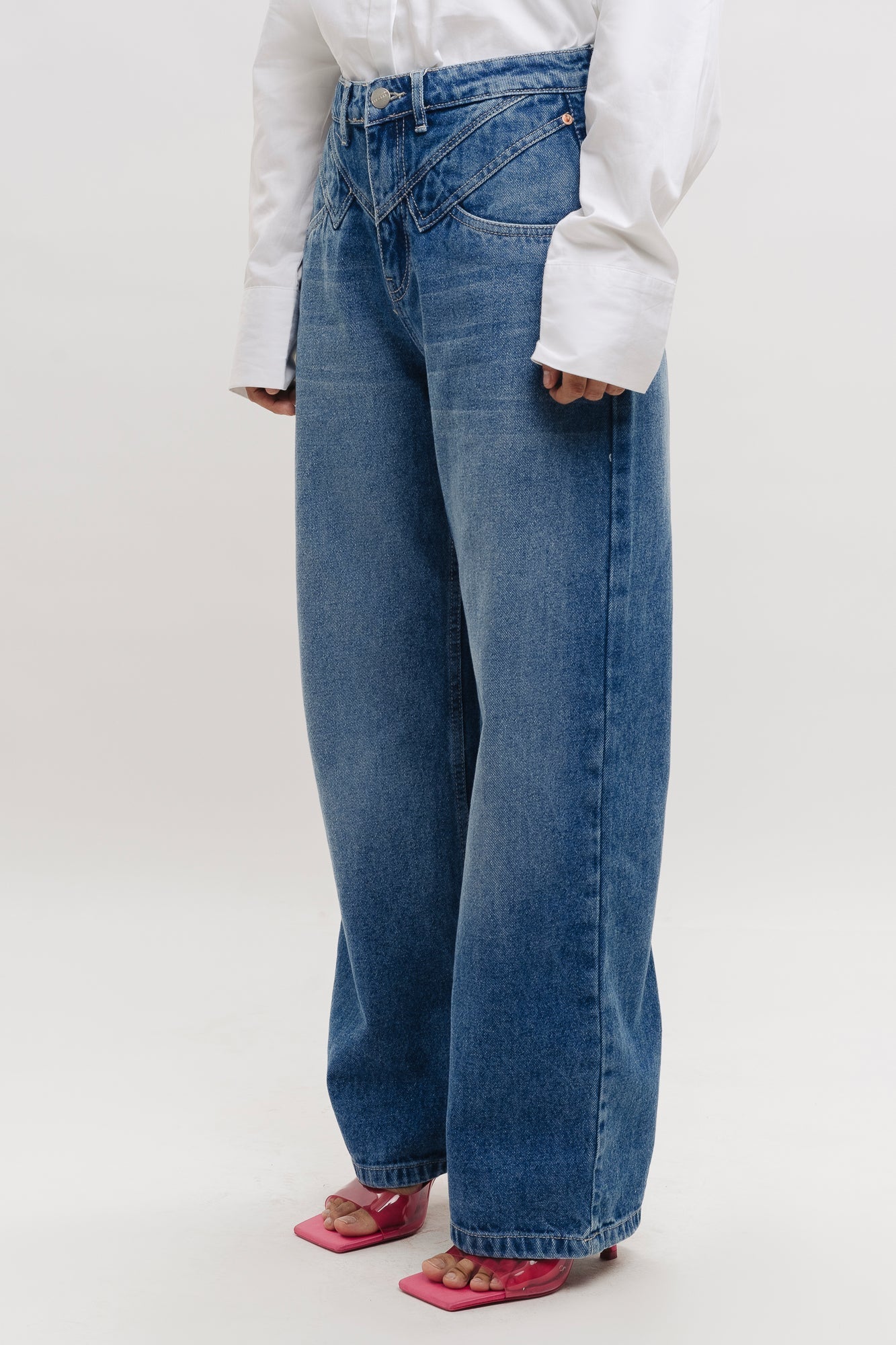 Double Front Yoke Straight Fit Jeans