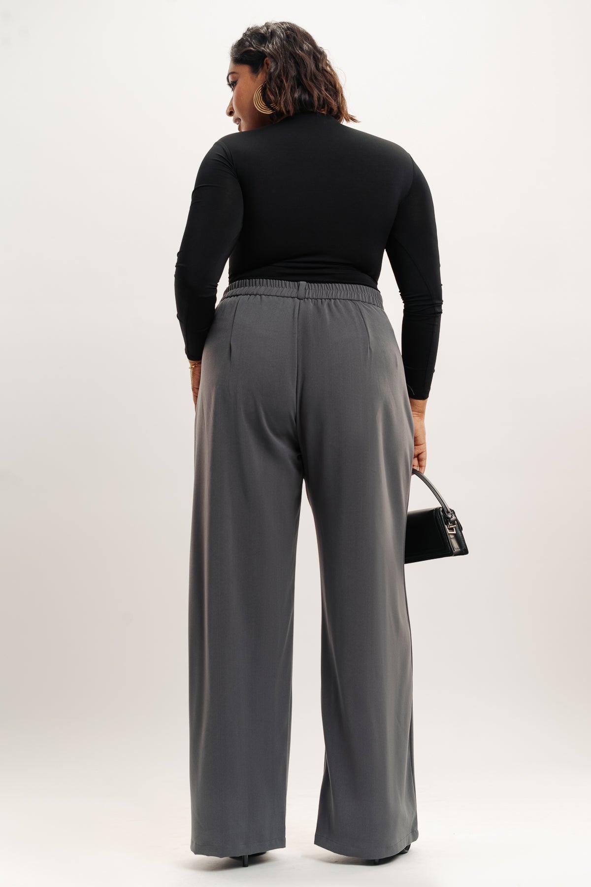 Curve Grey Pleated Wide Korean Pants