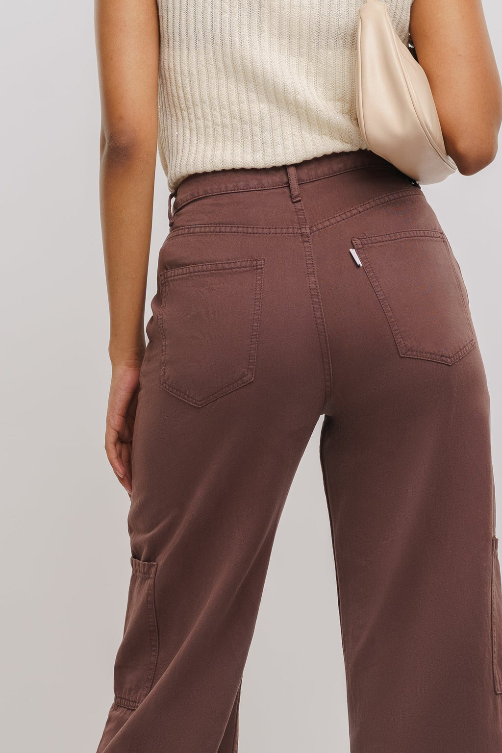 Wood Brown Women's Straight Cargo Jeans