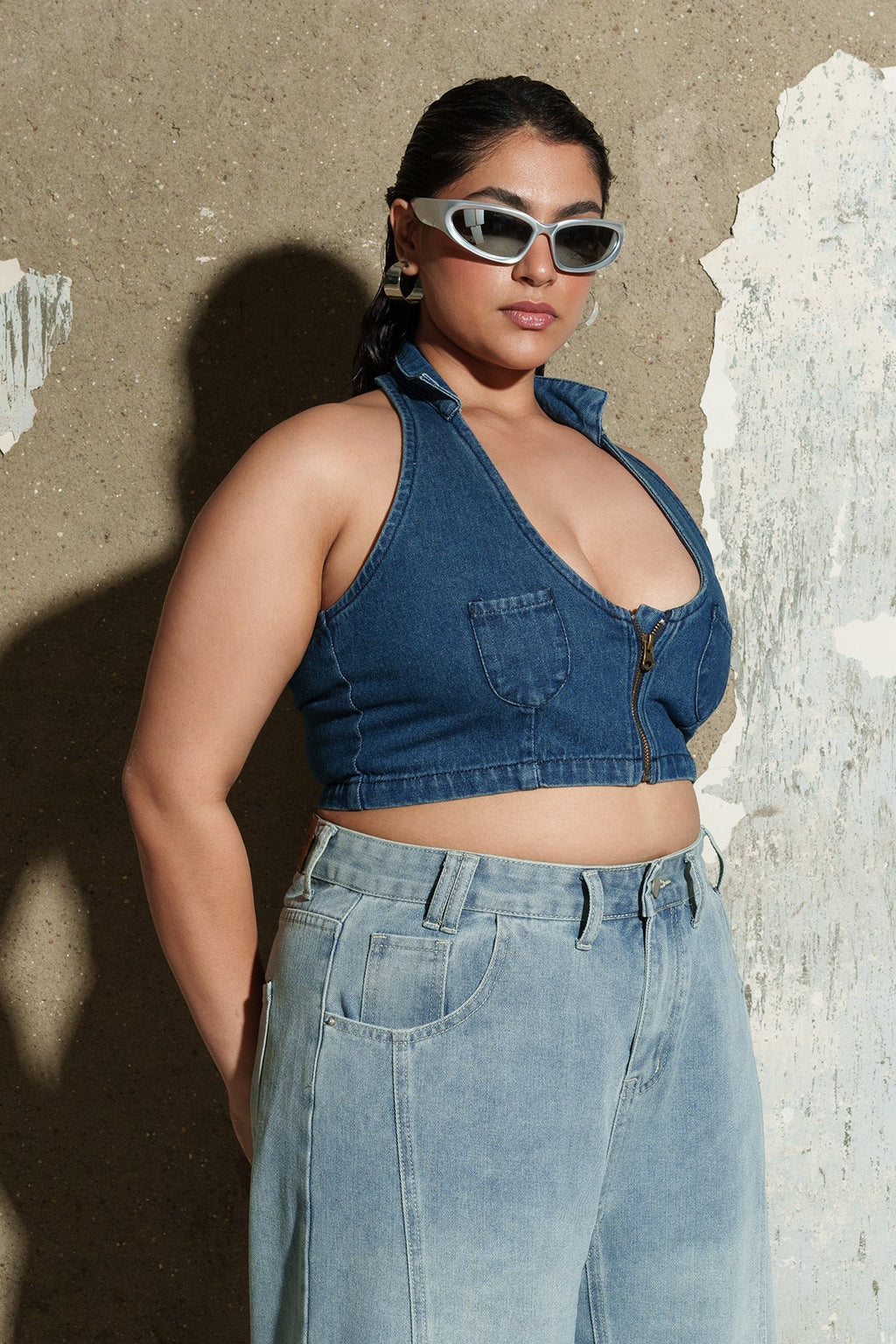 Curve Nova Blue Denim Halter Top
