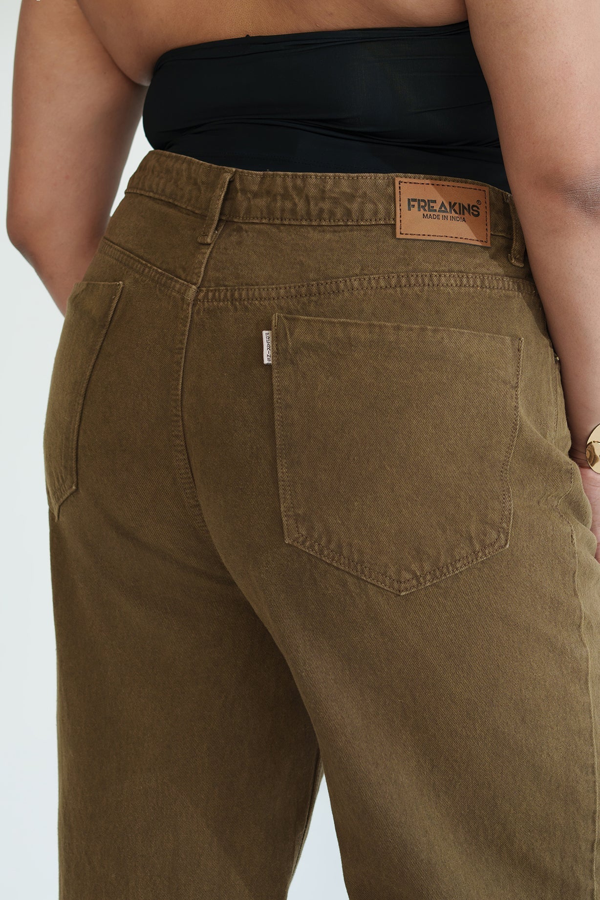 Curve Muted Brown Straight Jeans