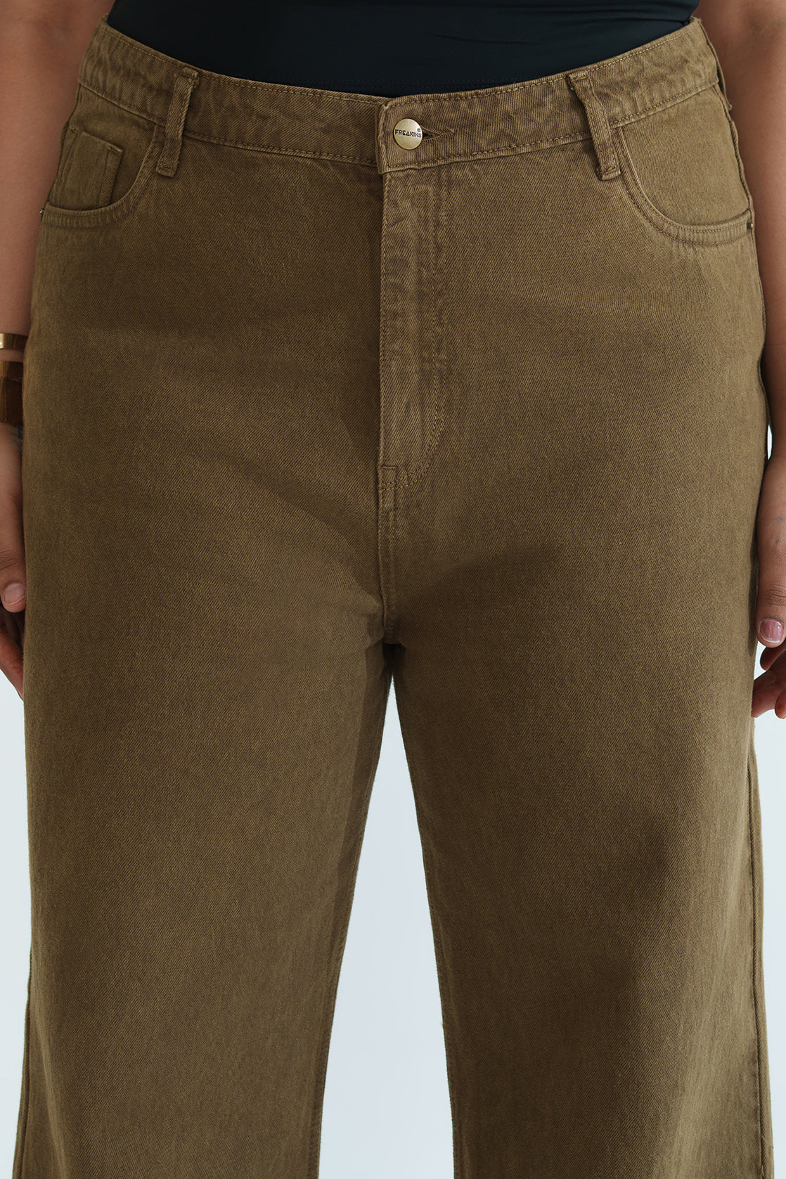 Curve Muted Brown Straight Jeans