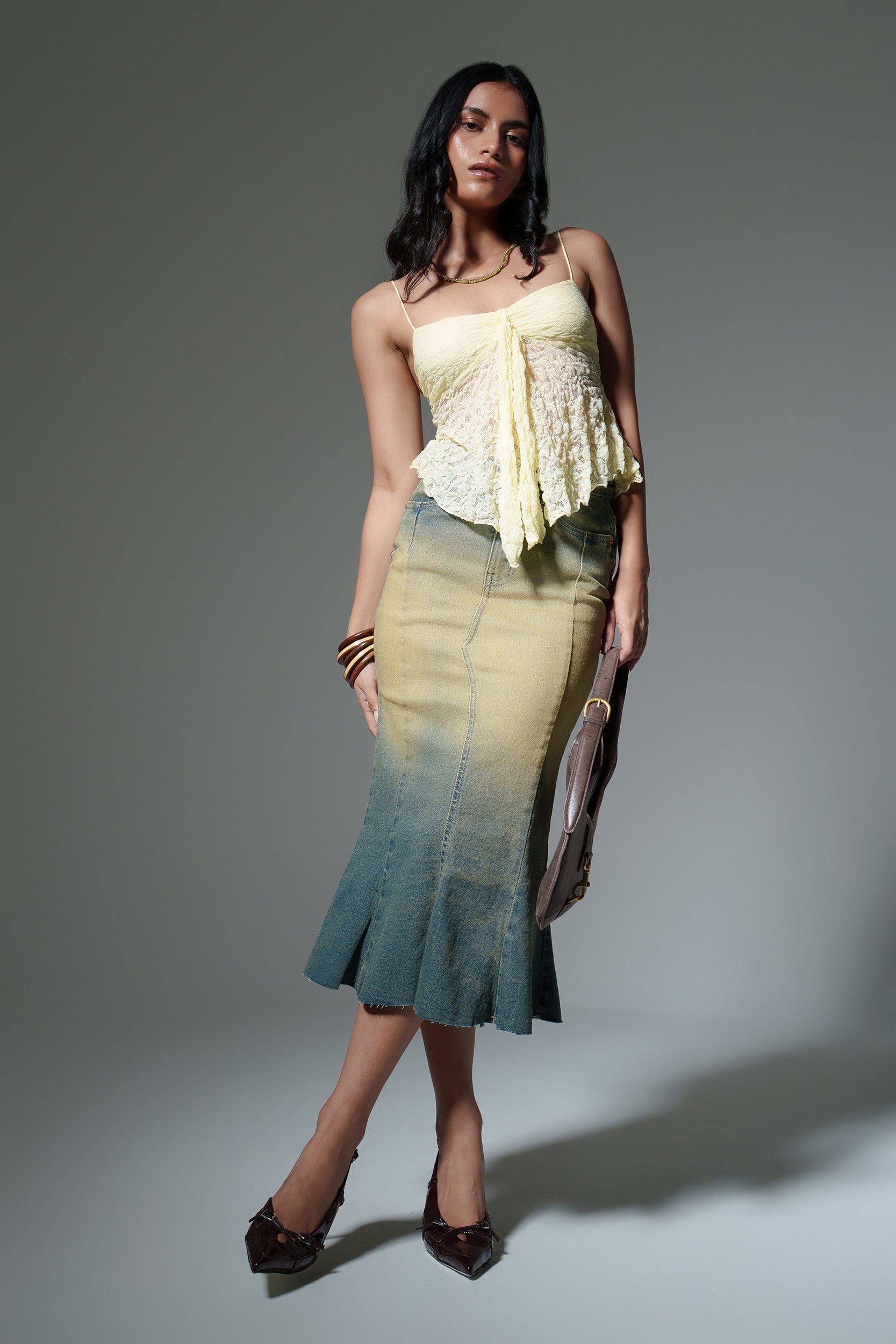 Antique Blue Women's Mermaid Denim Skirt