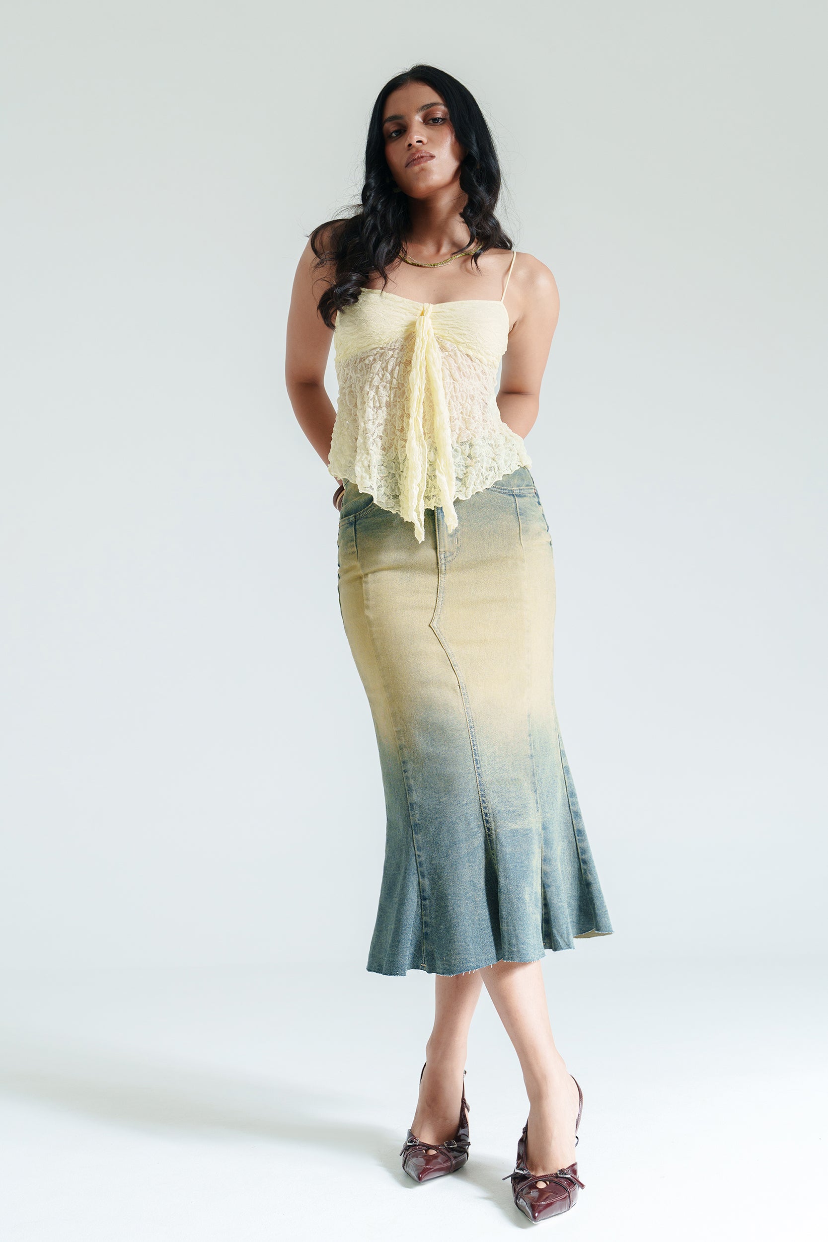 Antique Blue Women's Mermaid Denim Skirt