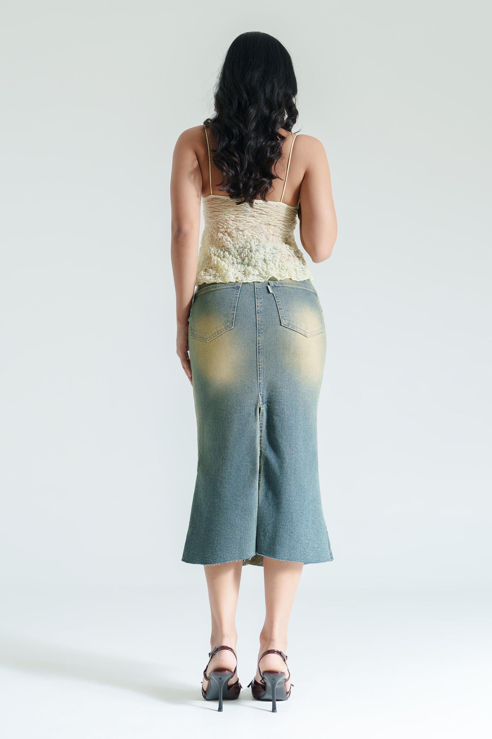 Antique Blue Women's Mermaid Denim Skirt