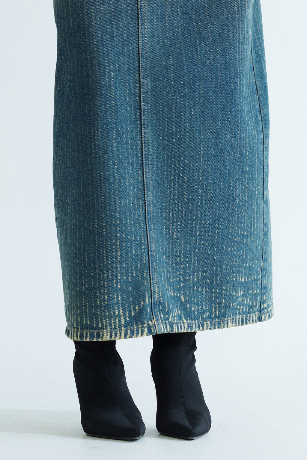 Sunfade Long Straight Denim Skirt