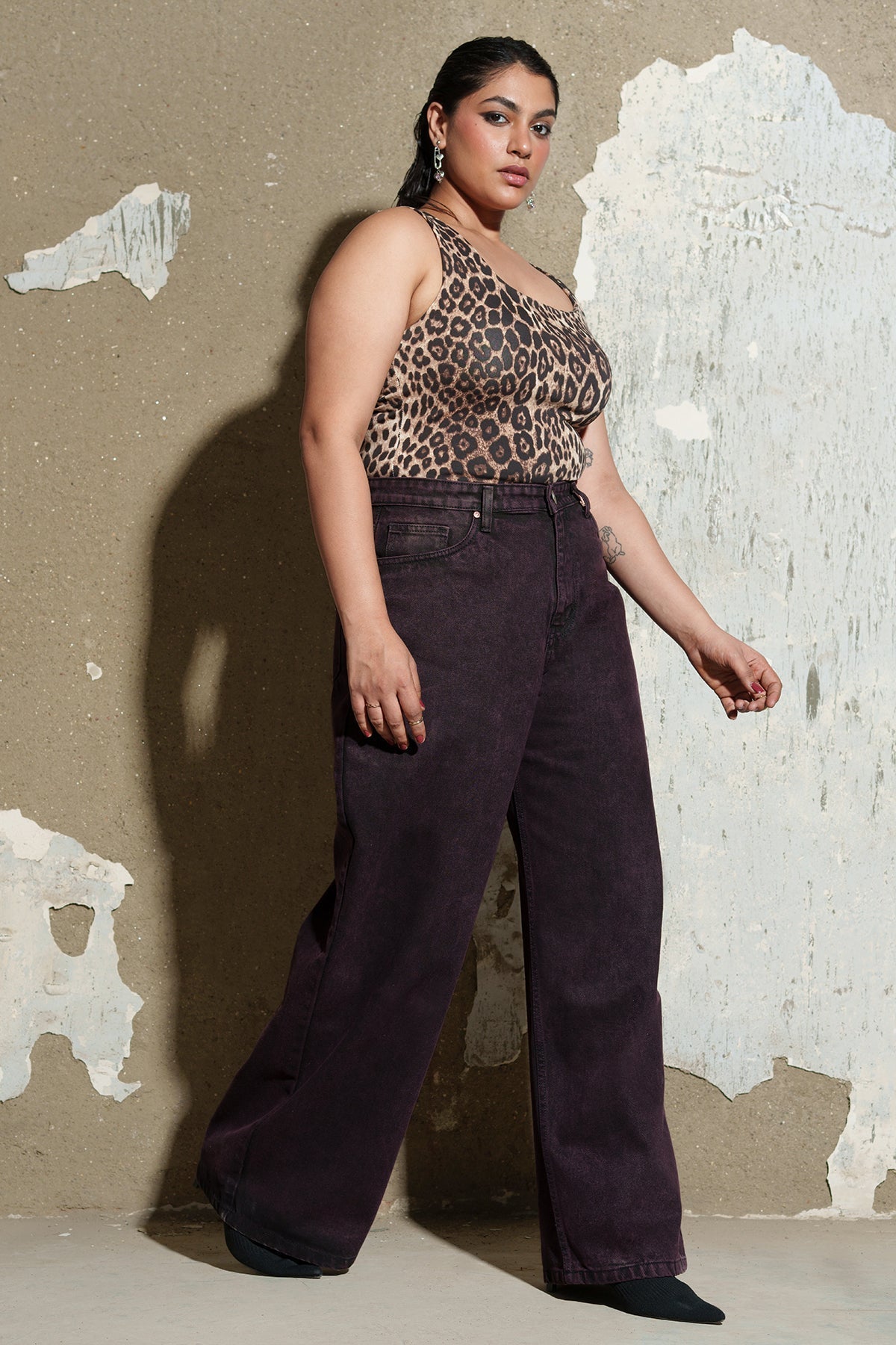 Lush Burgundy Curve Wide Jeans