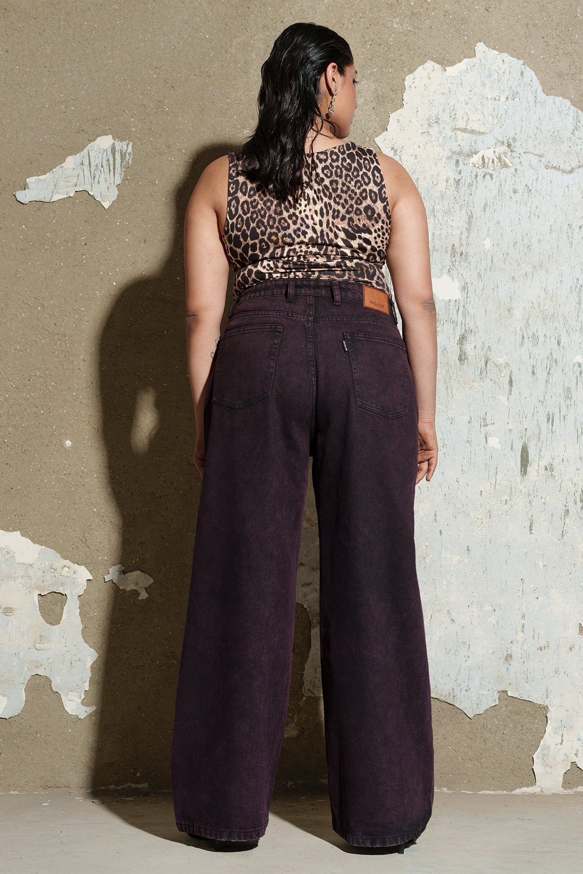 Lush Burgundy Curve Wide Jeans