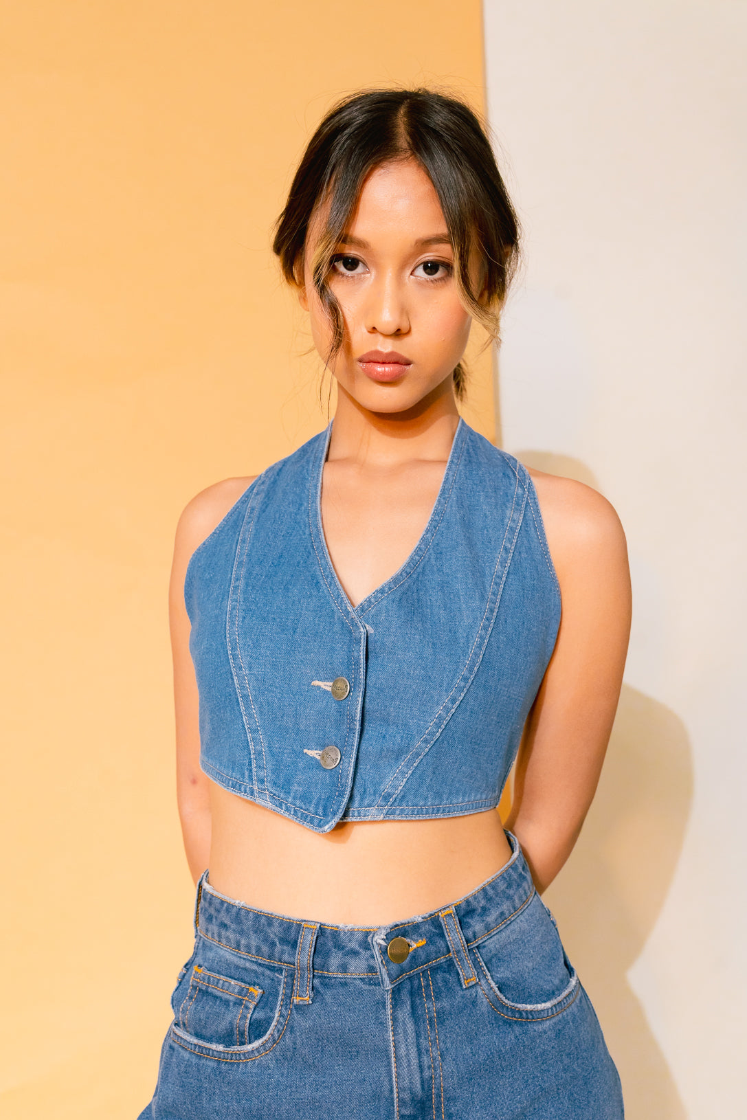 Studded Denim Waistcoat