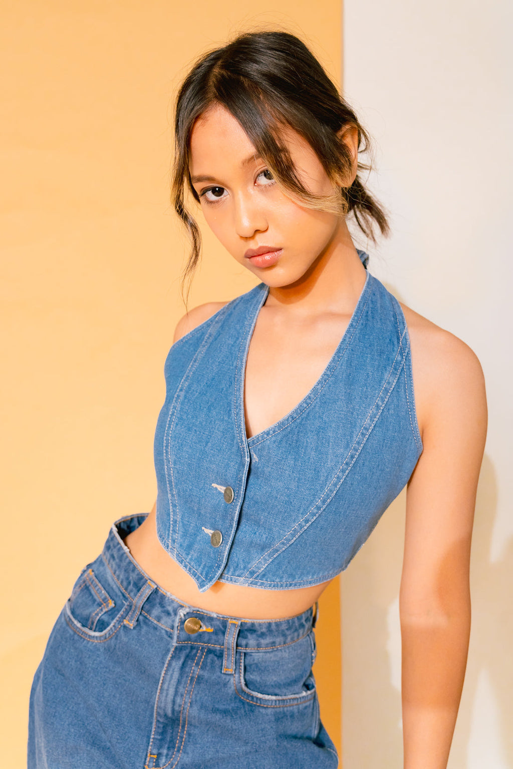 Studded Denim Waistcoat