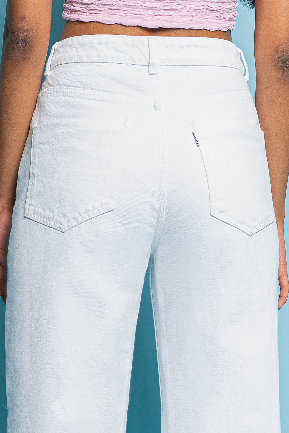 White Distress Women's Wide Jeans