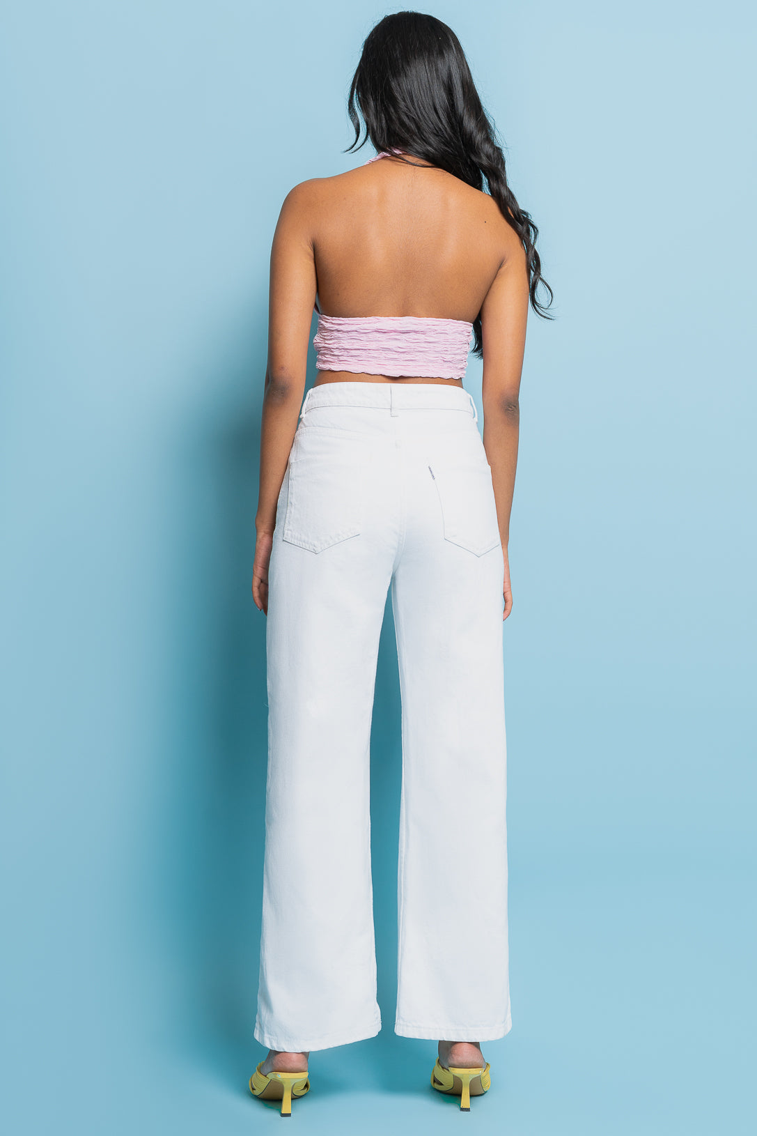 White Distress Women's Wide Jeans