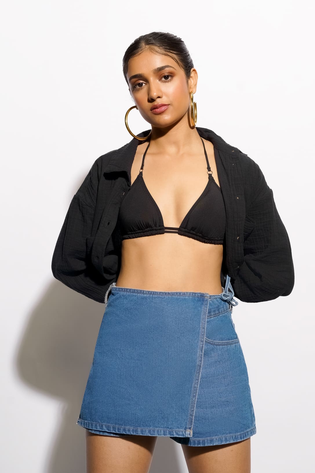 Blue Tie Up Women's Skort