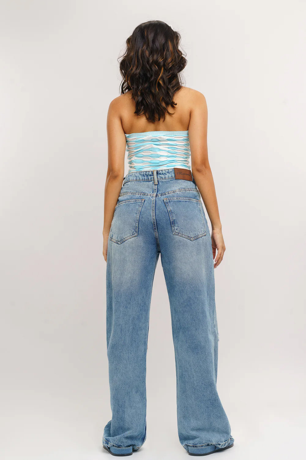 Windy Blue Distressed Women's Wide Jeans