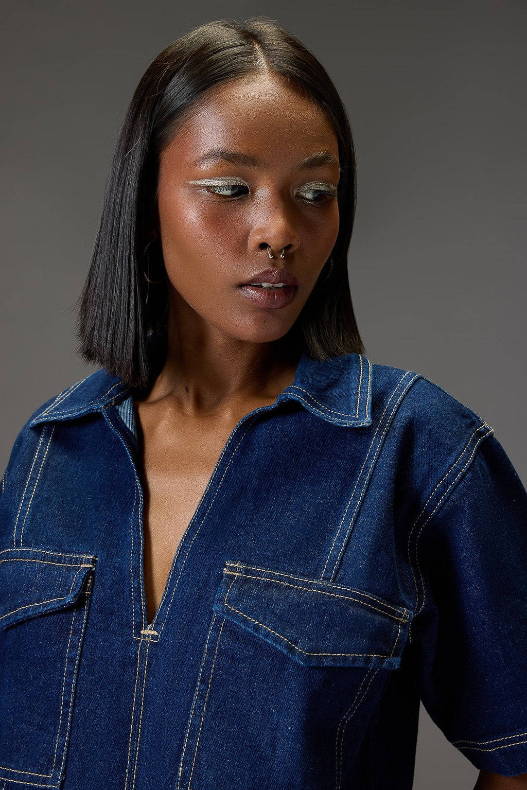 Cropped Raw Denim Top