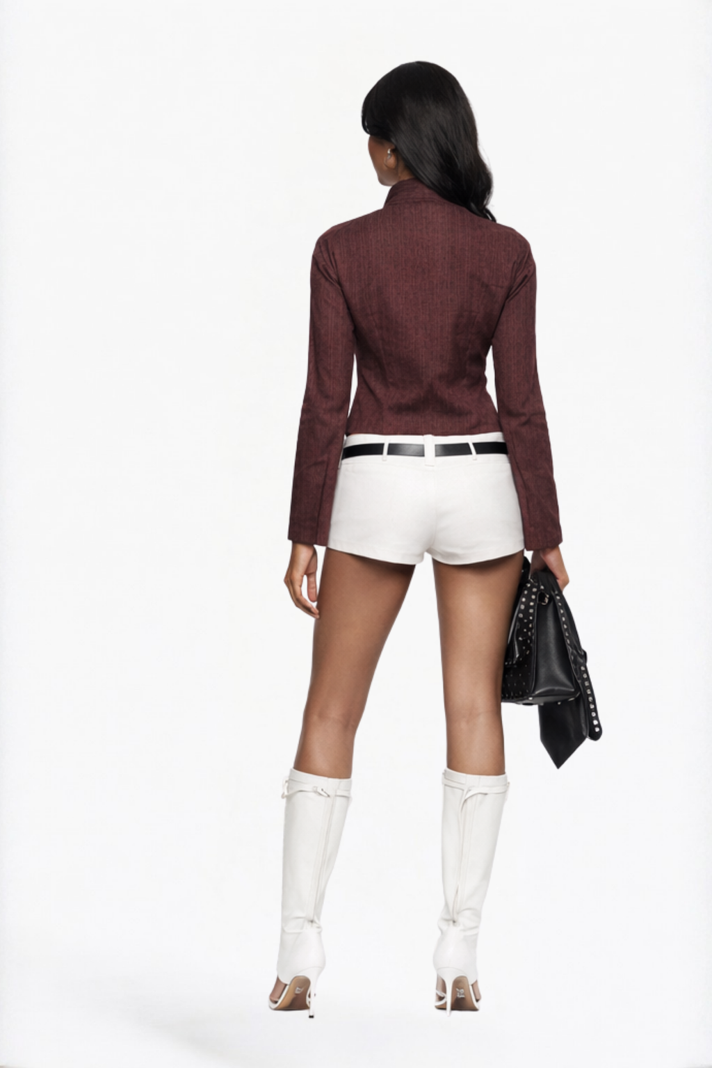 Burgundy Solid Multi-Bow Front Blouse