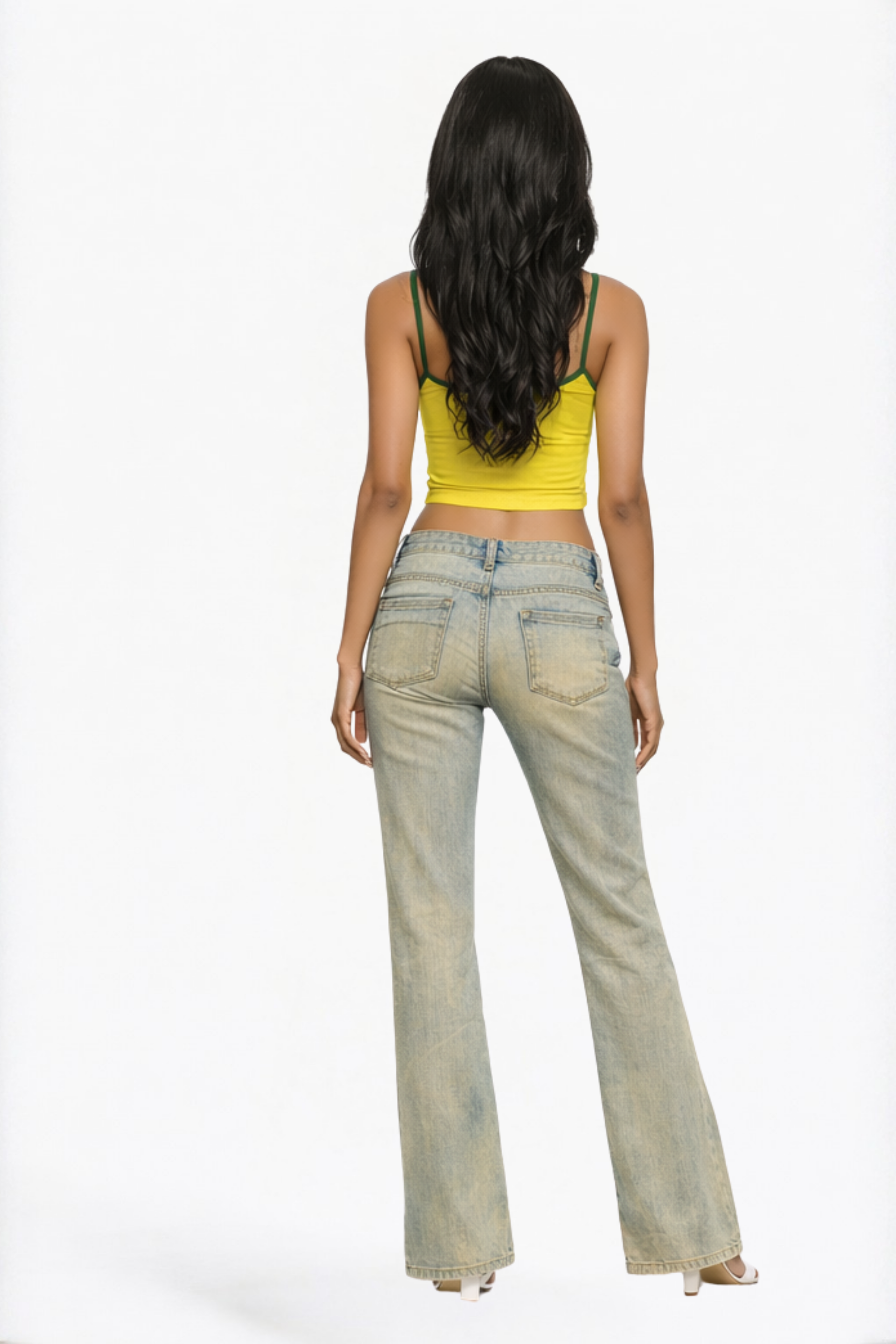 Yellow Brasil Graphic Contrast Trim Crop Top