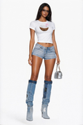 White Coconut Graphic Short Sleeve Crop Tee