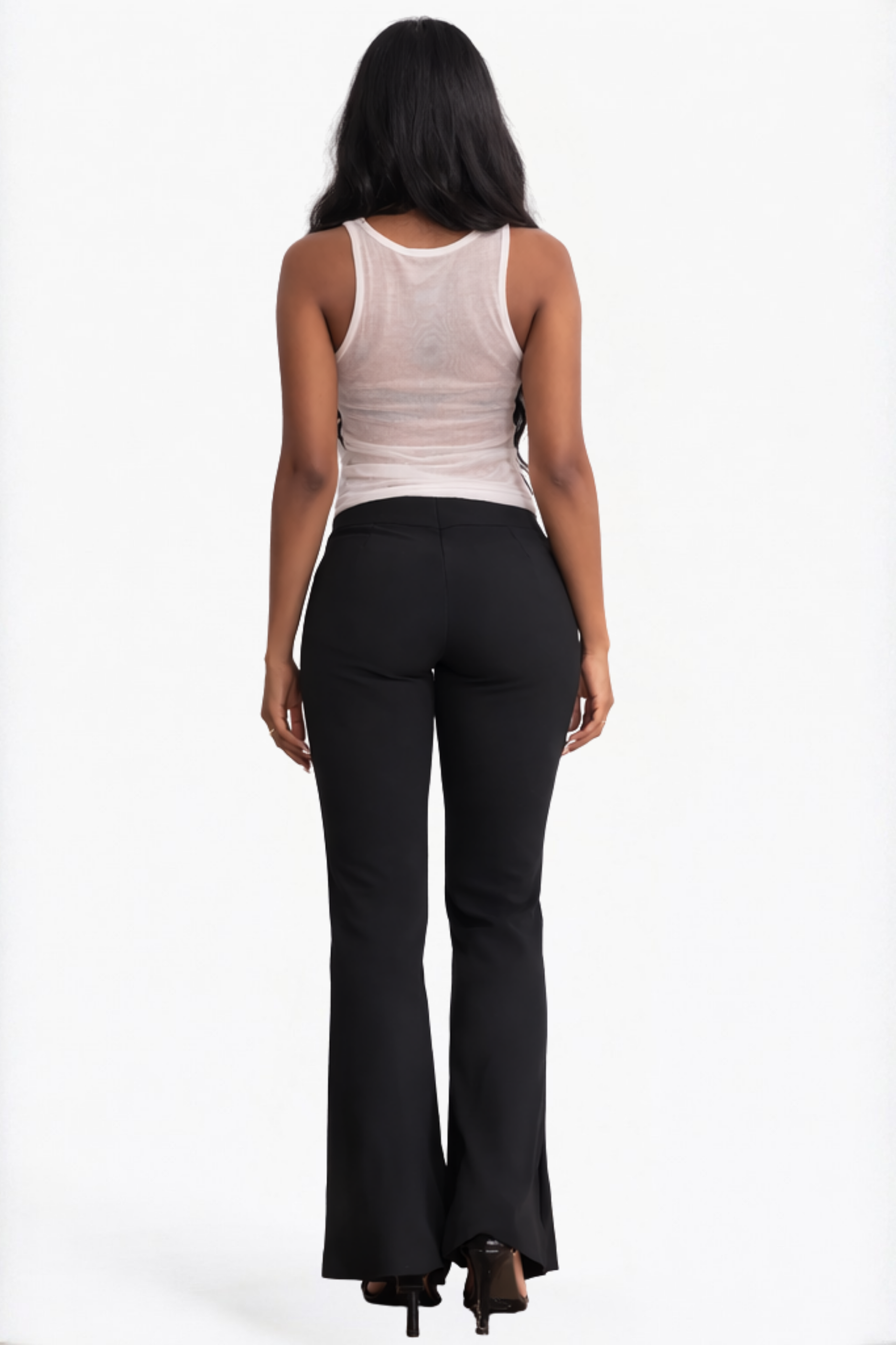 White Graphic Print Mesh Tank Top