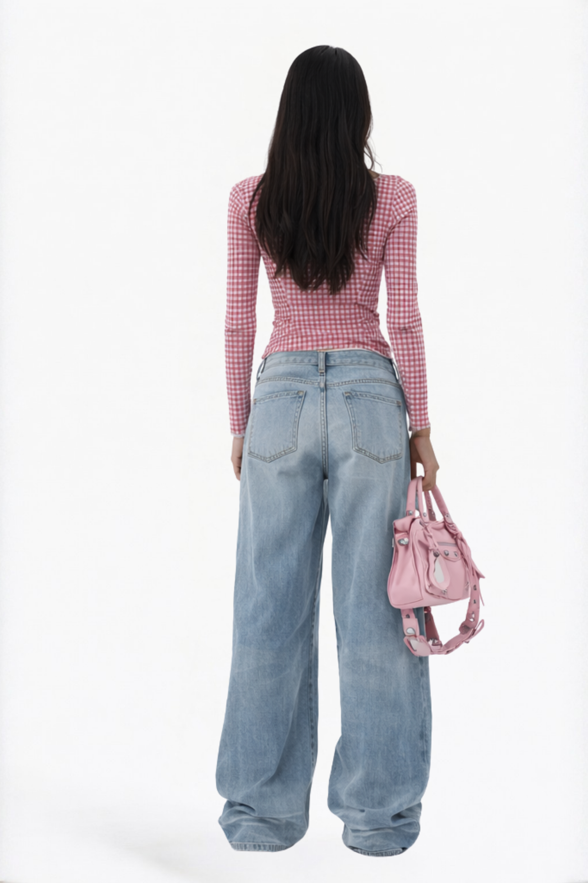 Pink Gingham Tie-Front Cropped Cardigan Blouse