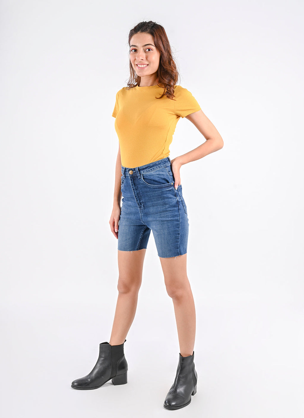 Dark Blue Washed Bermuda Shorts