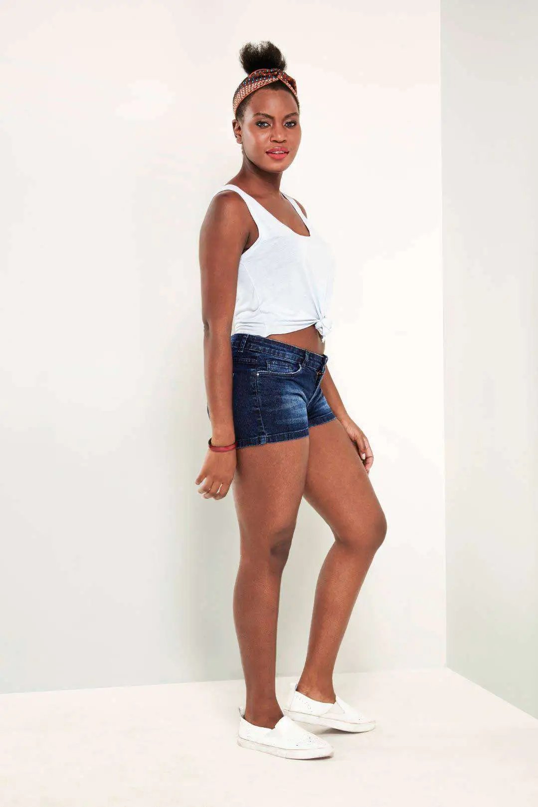 Dark Blue Mid Rise Whiskered Denim Hot Shorts